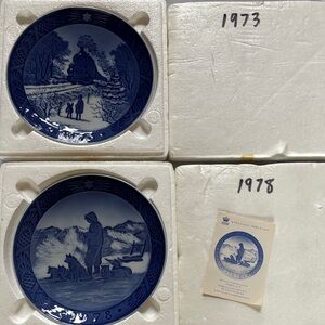 Blue royal Copenhagen Collector Plates — Pair of Scenic Porcelain Plates